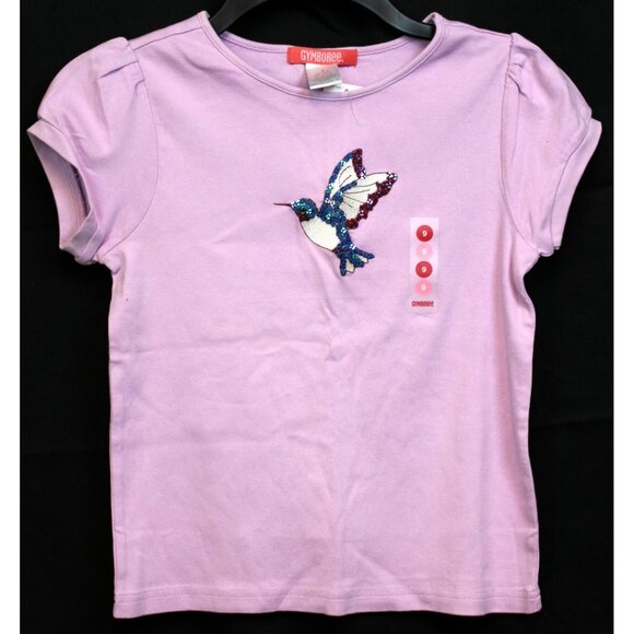 2005 Gymboree Romantic Garden Shirt sz 7 Hummingbird Sequin Embroidered Pink-Pur - Picture 1 of 5